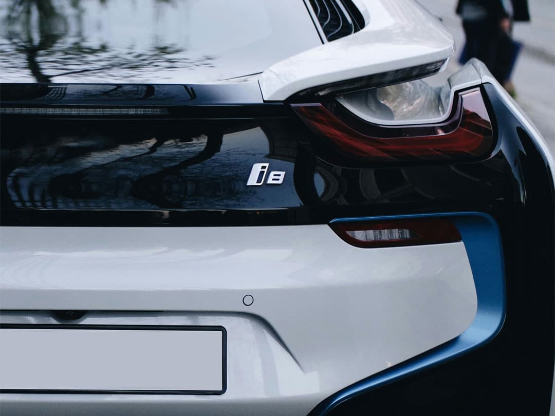 A BMW i8 electric car about to have an electric vehicle service
